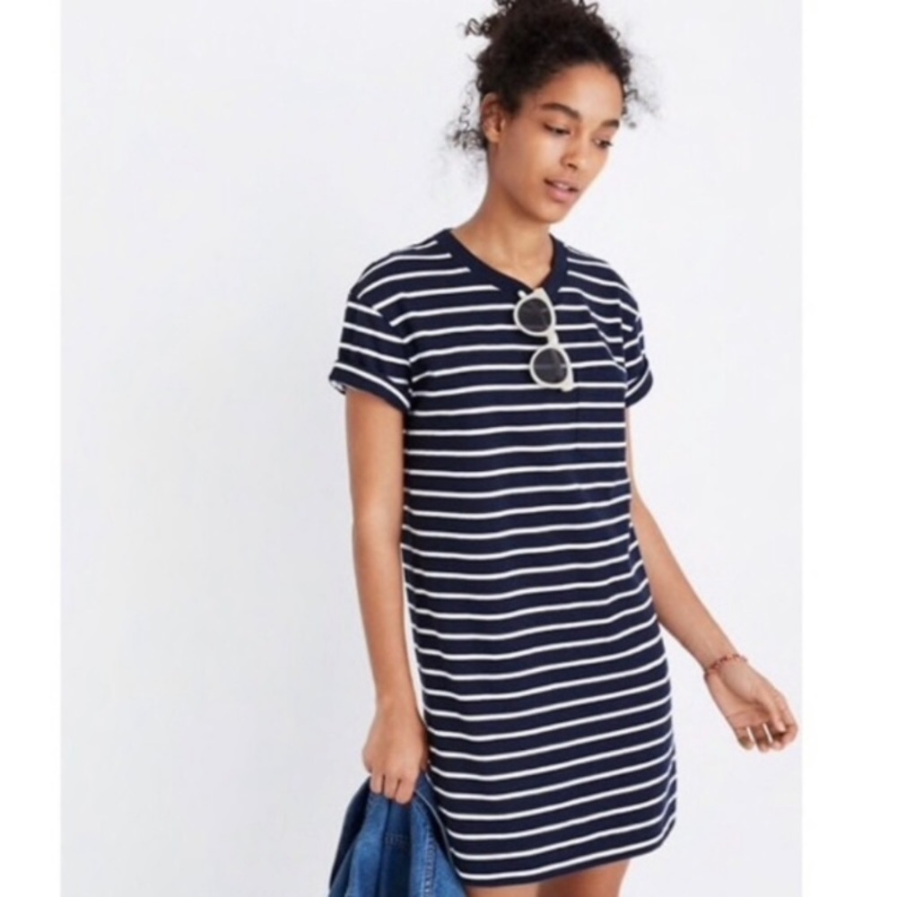Madewell Navy & White T shirt dress /M/